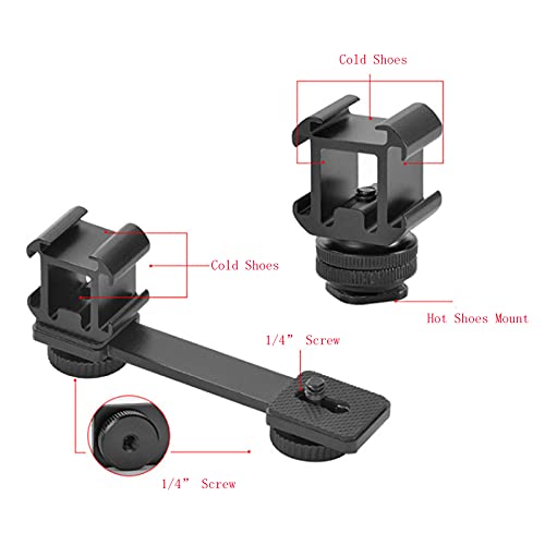 Walway Triple Cold Shoe Mount Extension Bar Bracket with 1/4 Adapter for Zhiyun Smooth 4 DJI Osmo Pocket Osmo Mobile 3 Feiyutech Vimble 2 3-Axis Gimbal Accessories