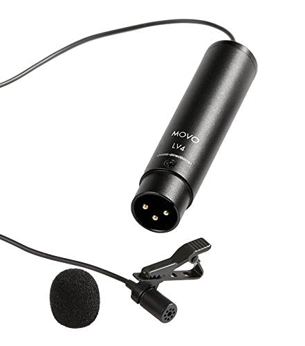 [AUSTRALIA] - Movo LV4-O Omnidirectional XLR Lavalier Microphone Phantom Power with Metal Lapel Clip and Windscreen Accessories - Great External Lav Mic for Music, Podcast, Live Stream, Filming or YouTube Recording 