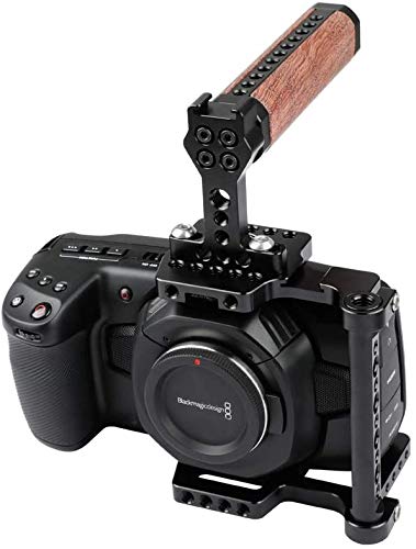 CAMVATE Professional Cage with Wooden Top Handle for BMPCC 4K(Blackmagic Pocket Cinema Camera 4K)