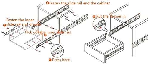 Yinpecly Metal Ball Bearing Side Mount Drawer Slides 12" Length Cold Rolled Steel for Furniture Drawers 2 Fold Drawer Ball Bearing Slide Track Rail 55 LB Bearing Capacity Side Mount Black 1Pair