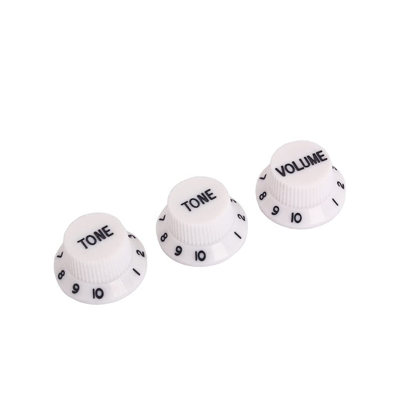 Alnicov Guitar Knobs Plastic Top Hat Guitar 2T1V Control Knobs Amplifier Knobs for Strat ST Guitar 3Pcs White