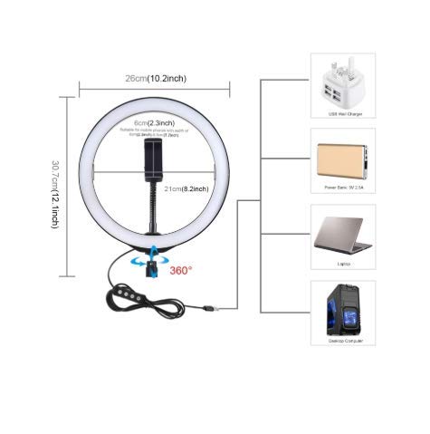 MeeA 10 inch LED Ring Light for Selfies,Video Streaming and Photo Shoot