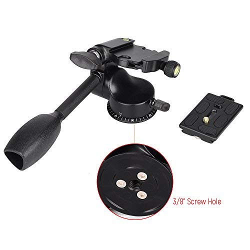 Andoer Camera Tripod Handle Ball Head 3-Way Fluid Head with Quick Release Plate 360 Degree Rotation for Canon Nikon Sony DSLR Camera Max. Load 6Kg