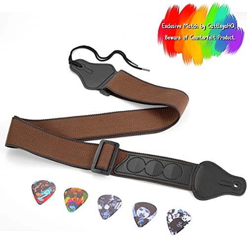 Guitar Strap With 3 Pick Pockets,Extra 5 Picks,Adjustable For Bass,Electric,Acoustic Guitars