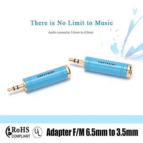 [AUSTRALIA] - VENTION 3.5mm Male to 6.35mm Female Stereo Adapter TRS Plug 1/8 Inch Plug to 1/4 Inch Jack Audio Adapter Stereo Convertor for Microphone Mixer Electric Guitar (2 Pack) 