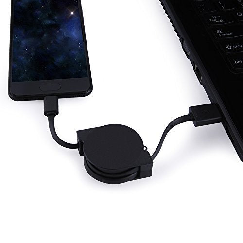 Retractable USB Type C Cable Type C Charger USB C to USB A Data Sync Charging Cord Note 8 Charger for Samsung Galaxy Note 9, S9 S8 Plus, Google Pixel 2 XL, LG G5 G7 V35 ThinQ, V30, ZTE Blade Z Max X 3xPack Black