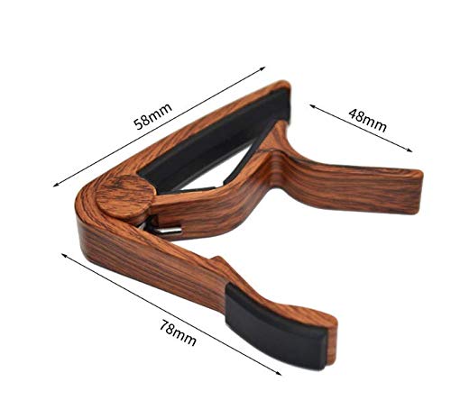 VOARGE Guitar Capo Trigger Capo Guitar Rubost Zinc Alloy Capo for Acoustic Guitar, Ukulele, Electric Guitar, Bass with Wood Colour Mirabow Colour
