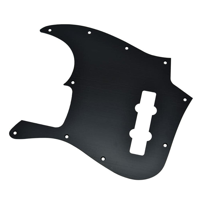KAISH 10-Hole Metal Anodized Aluminium J Bass Style Pick Guard Modern Style Bass Pickguard for Jazz J Bass made in USA/Mexico Black