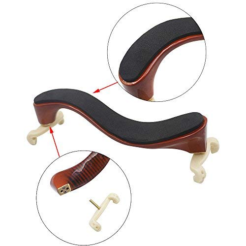 ammoon Violin Shoulder Rest Maple Wood for 3/4 4/4 Violin Fiddle with Cleaning Cloth, Collapsible and Height Adjustable Feet