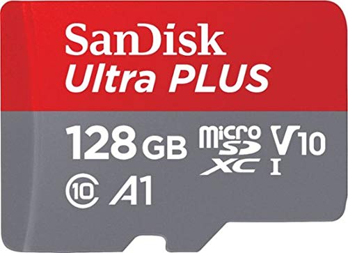 SanDisk - Ultra Plus 128GB microSDXC UHS-I Memory Card - 130MB/s, C10, U1, Full HD, A1, Micro SD Card - SDSQUA4-128G-GN6MA