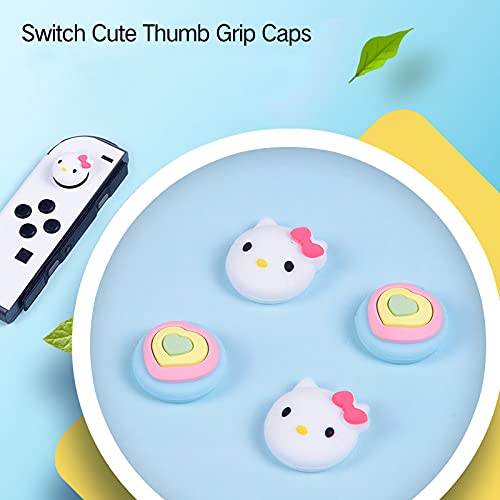 PERFECTSIGHT Cute Thumb Grip Caps 4PCS Compatible with Nintendo Switch & Switch Lite,Soft Silicone Cover for Joy-Con Controller (Kirby)