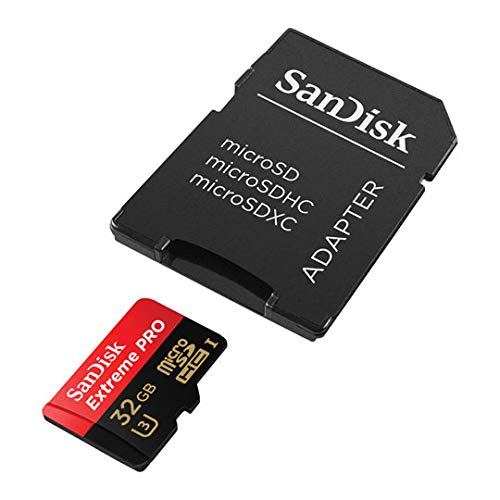 SanDisk 32GB Micro SDHC Extreme Pro Memory Card Works with DJI Osmo Action Camera (SDSQXCG-032G-GN6MA) Class 10, UHS-1, U3, 4K, Bundle with (1) Everything But Stromboli SD, MicroSD Card Reader 32GB Class 10