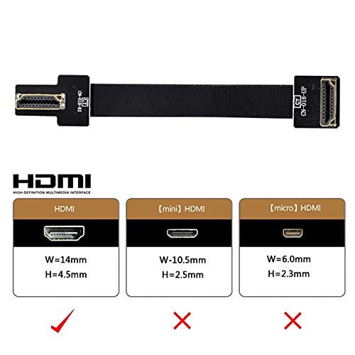 NFHK CYFPV Dual 90 Degree Right-Up Angled HDMI Type A Male to Male HDTV FPC Flat Cable for FPV HDTV Multicopter Aerial Photography 50CM 0.5M