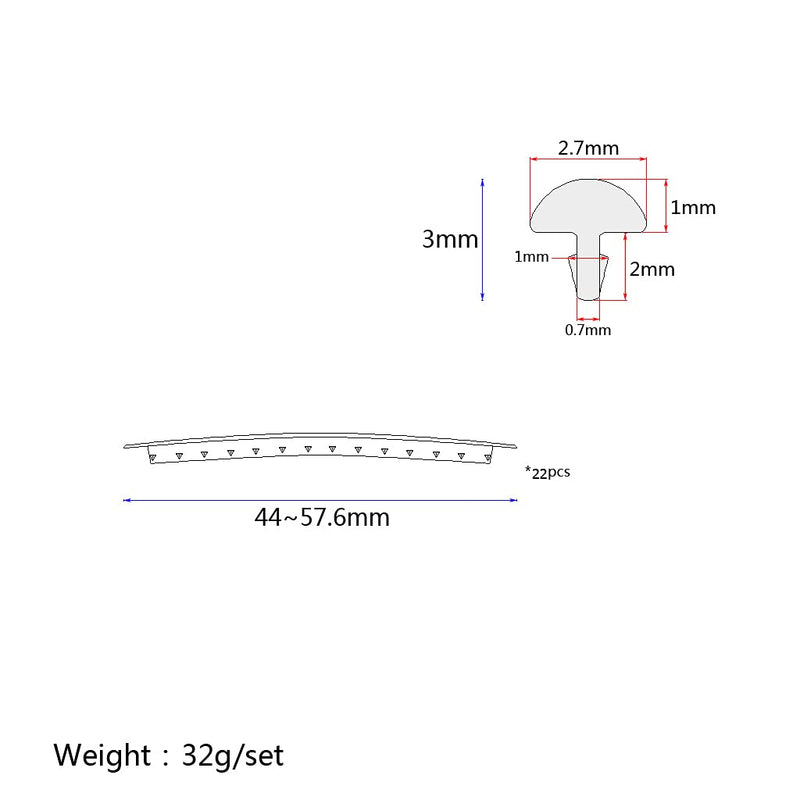 Alnicov Guitar Fretwire,22Pcs Nickel-plated Copper 2.7mm Fret Wire Set for Electric Acoustic Guitar 22 Frets Fingerboard,Sliver