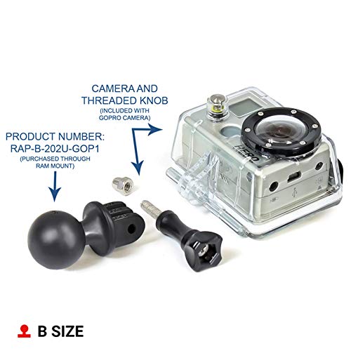 [AUSTRALIA] - RAM Mounts RAP-B-202U-GOP1 Action Camera Universal Ball Adapter with B Size 1" Ball 
