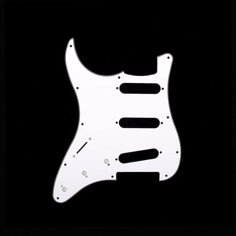 Alnicov Left Handed SSS 11 Hole Guitar Strat Pickguard for Stratocaster Guitar Replacement Parts,3Ply White