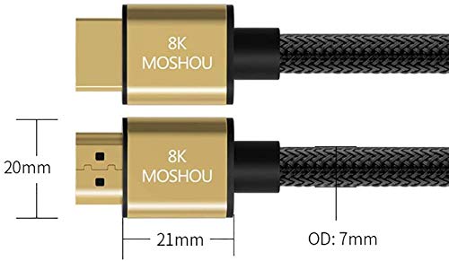 SIKAI MOSHOU Ultra High Speed HDMI 2.1 Cable 8K 60Hz, 4K 120Hz, 3D Ultra HDR 48Gbps HiFi eARC Dolby Atmos HDCP2.2 HDMI Cable Compatible with Samsung QLED 8K Q900 TV, TCL Roku TV, VIZIO TV (9 Feet) 9 Feet