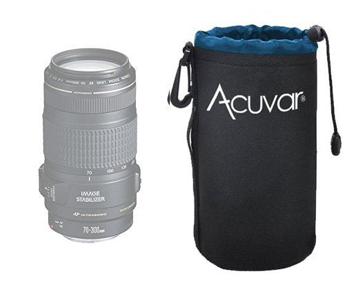 Acuvar Neoprene (Blue and Black) Soft DSLR Lens Pouch Case Kit for Canon Nikon Sony Pentax Olympus Panasonic Camera Lenses (3 Pouches, S, M, L)