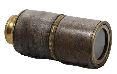 5" Hand Held Brass Telescope with Wooden Box & 3x Magnification: Nautical Ship