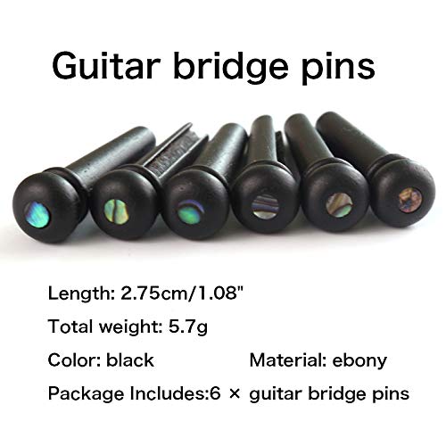 Guitar bridge pins-Comes with 6 pieces Ebony Ebony Bridge guitar pins