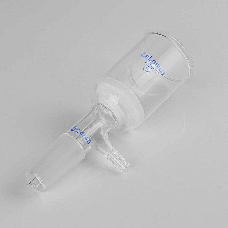 [AUSTRALIA] - Labasics Borosilicate Glass Buchner Filtering Funnel 60ml with Medium Frit (G2), 43mm Inner Diameter, 57mm Depth, with 24/40 Standard Taper Inner Joint and Vacuum Serrated Tubulation (60ml) 60 ml 
