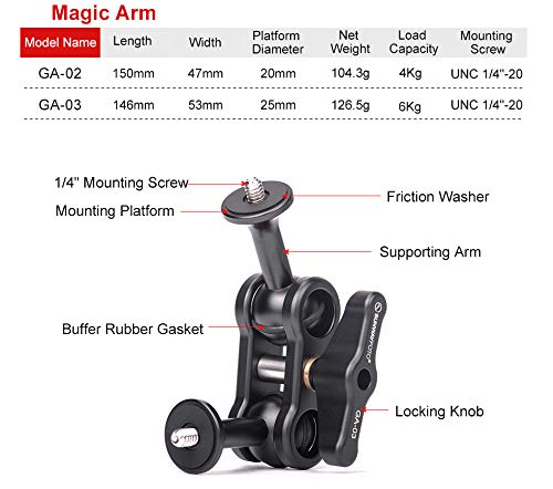 [AUSTRALIA] - Sunwayfoto GA-03 Magic Arm Multi-Purpose Tripod Accessory Mount 1/4" 