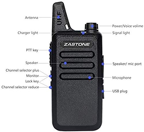 Zastone X6 Rechargeable Long Range Two-Way Radios with Earpiece 2 Pack 3W 16-Channel UHF Walkie Talkies 2Pack Black01