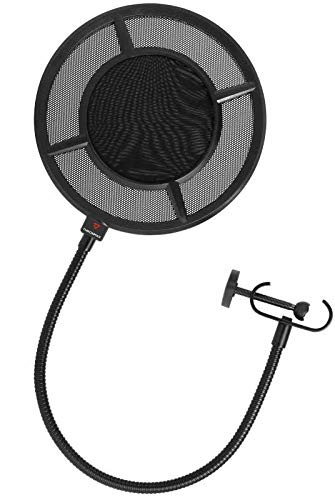 [AUSTRALIA] - THRONMAX Professional Microphone Pop Filter Mask Shield For Any Other Microphone, Dual Layered Wind Pop Screen With A Flexible 360° Gooseneck Clip Stabilizing Arm 