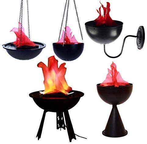 Halloween 3W Prop LED Fake Fire Flame Effect Lamp Torch Night Light Artificial 3D Campfire Lamp for Christmas Festival Event Party Club Decor (20CM-round hanging led flame light) 20CM-round hanging led flame light
