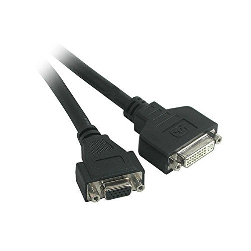 C2G 38066 One LFH-59 (DMS-59) Male to One DVI-I Female and One VGA Female Cable, Black (9 Inch) Male to DVI and VGA Cable