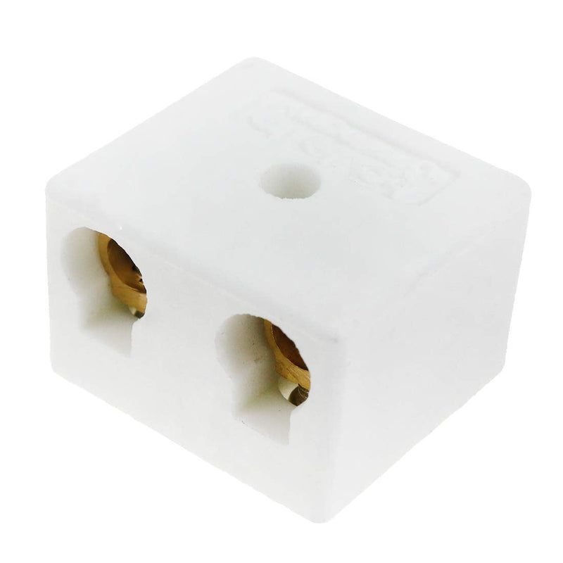 Dasunny 5 Pcs 30A 2-Position 5-Hole High Frequency Ceramic Terminal Block, Insulation High Temp Porcelain Wire Connector