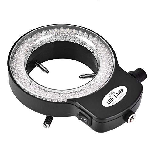 Microscope Camera Ring Lamp 144 LED Beads Light Source Brightness Adjustable Variable Control Shadowless Lighting(US Plug 110‑220V (White))