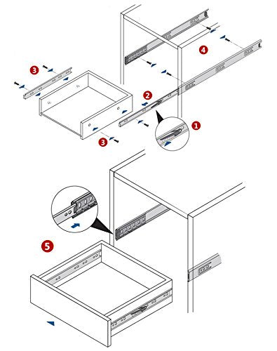 UHPPOTE Soft Close Ball Bearing Spring Damp Drawer Orbit Slide Runners 3 Section Glide - 10inches 10"/25cm