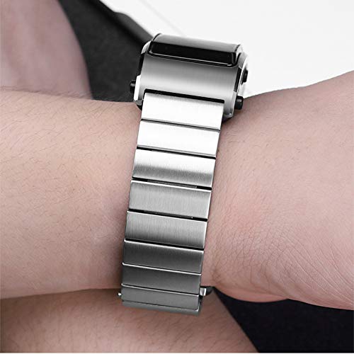 Compatible for Fitbit Charge 3 / Fitbit Charge 4 / Fitbit Charge 3 SE Bands, Stainless Steel Metal Replacement Strap Wrist Band Compatible for Charge 3 Fitness Tracker Large