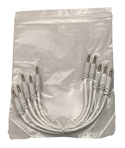 Luigi's Modular Supply Spaghetti Eurorack Patch Cables - Package of 5 White Cables, 6" (15 cm)