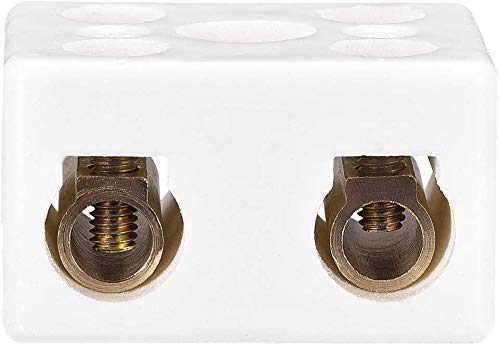 4 Pcs Wire Connector 2 Position Dual Row Ceramic Terminal Block, 2 Way Ceramics Terminal Blocks High Temp Porcelain Ceramic Connectors 30A (30A)