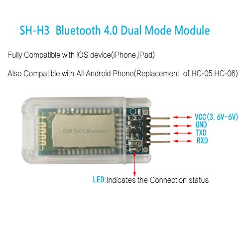 DSD TECH SH-H3 Bluetooth Dual Mode Module for Arduino Compatible with iPhone and Android Phone Replacement of HC-05 HC-06