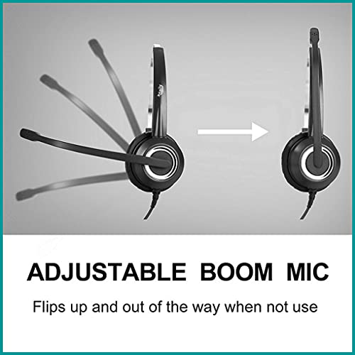 Compatible with Grandstream Yealink Snom RJ9 Phone Headset Noise Cancelling Headphones HD Voice Plus 3.5mm Adapter (Binaural) Binaural headset
