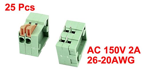 uxcell a15091600ux0313 2 2 Position 2.54mm 4 Spring Terminal Blocks Connectors 150V 2A (Pack of 25)