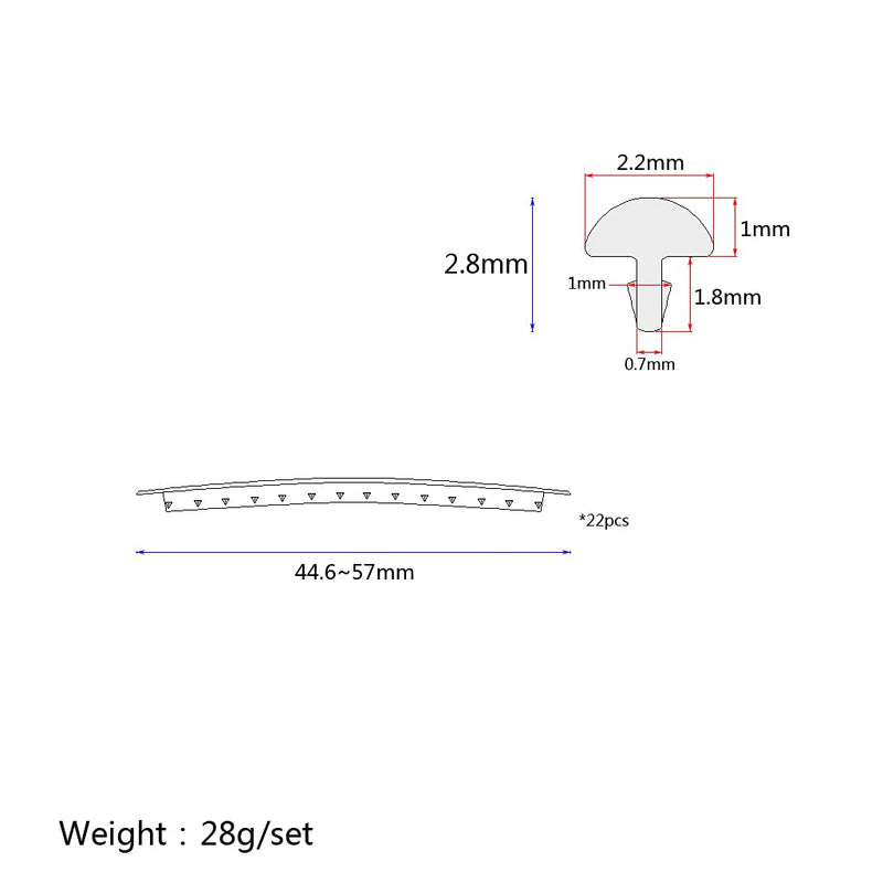 Alnicov Guitar Fretwire,22Pcs Nickel-plated Copper 2.2mm Fret Wire Set for Electric Acoustic Guitar 22 Frets Fingerboard,Sliver