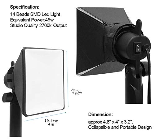 Selens Mini Softbox Lighting Kit Table Top Led Lamp 2700w Warm Continuous Light for Photo Video Studio and Small Product Photography