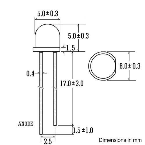 E-Projects B-0001-A06 Clear Yellow/Amber LEDs, Wide Angle Light, 5 mm (Pack of 25)