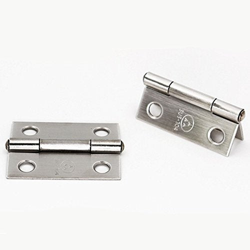 Adiyer 10pcs 304 Stainless Steel 2-inch Folding Butt Hinges Home Furniture Hardware Door Hinges for Case Lid Wooden Jewelry Box Lid (50mm x 37mm x 1.2mm) 50x37x1.2mm w Screws