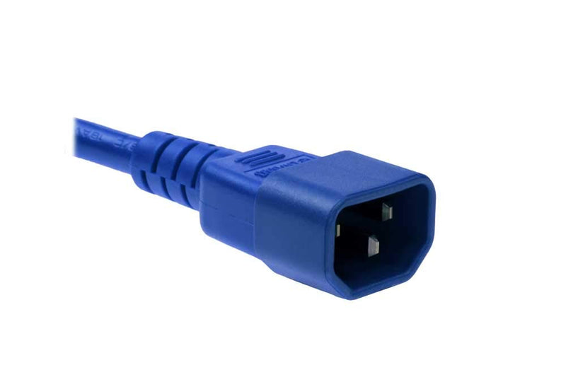 SF Cable 3ft IEC 60320 C14 to C13 Power Extension Cord 10Amp 250V 18/3 AWG SJT - Blue 3 ft