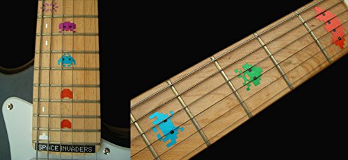 Inlaystickers Fret Markers for Guitars & Bass - Space Invaders - Multi-Coloured F-034SI-CL