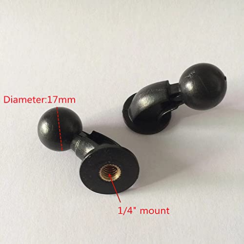 VizGiz 2 Pack 1/4 inch to 17mm Ball Mount Adapter Swivel Bolt for Tripod Selfie Grip Stand Head Phone Pad Tablet Clip Cradles Clamp Holder Connector, Black