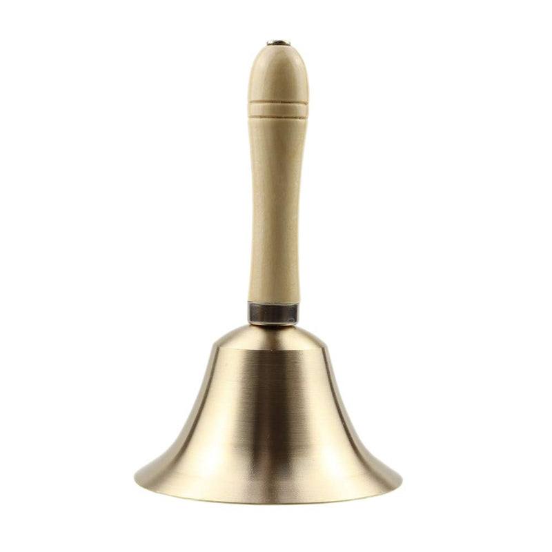 Sopcone Hand Bell Extra Loud Solid Brass Call Bell Handbells with Wooden Handle Multi-Purpose for School, Churchl, Hotel, Christmas and Wedding Service (8cm) 8cm