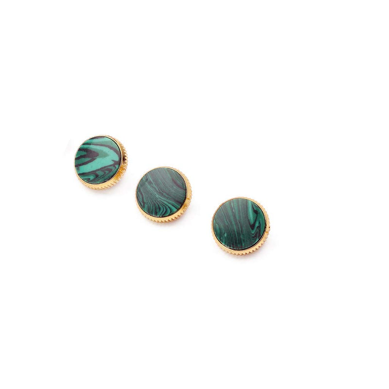 Alnicov Gold Plated Stone Inlays Trumpet Finger Buttons for Trumpet Replacement Green Set of 3