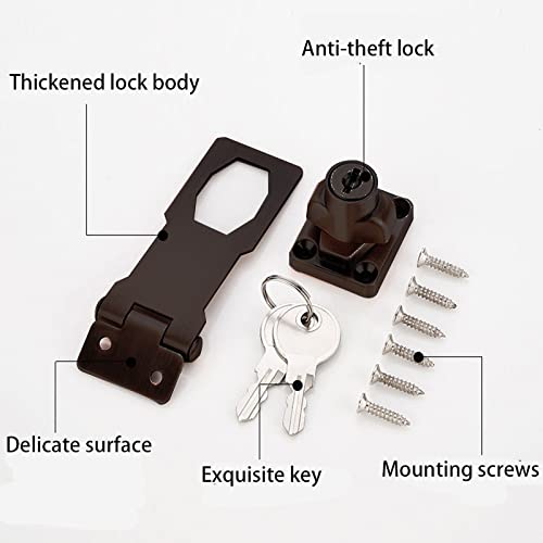 2 Packs Keyed Hasp Locks Twist Knob Keyed Locking Hasp for Small Doors, Cabinets and More,Stainless Steel Steel, Hasp Lock Catch Latch Safety Lock Door Lock with Keys (3inch, Bliack) 3inch
