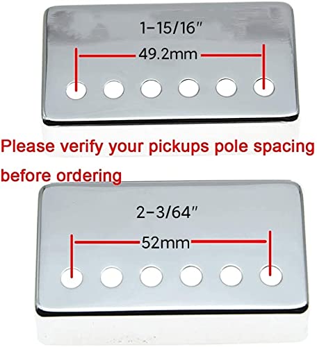 KAISH Set of 2 Humbucker Guitar Pickup Cover Brass Humbucker Pickup Covers 49.2mm/52mm Pole Spacing Pickup Covers Chrome 49.2/52mm